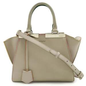 FENDI Cream Leather Shoulder Bag